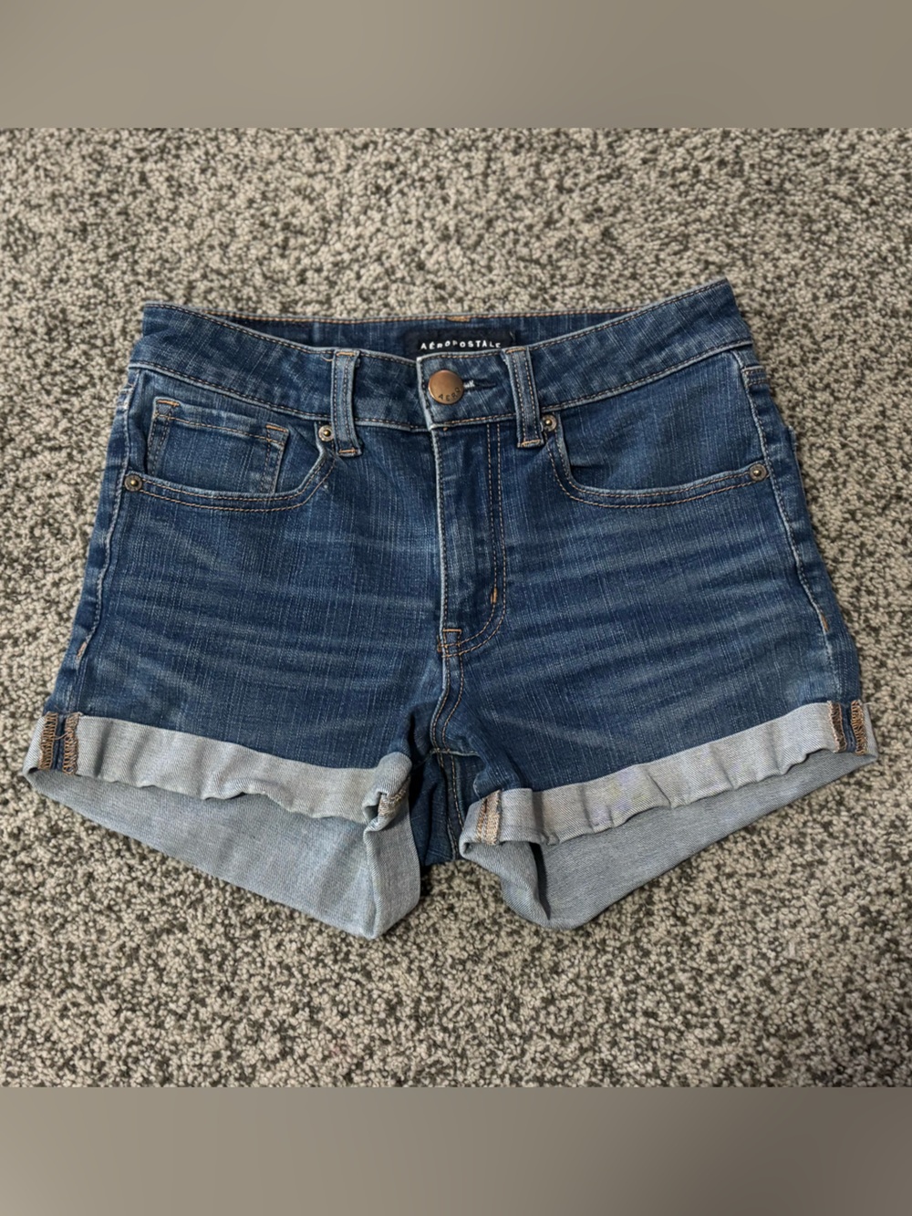 Aeropostale Dark Blue Denim Rolled-Hem Shorts